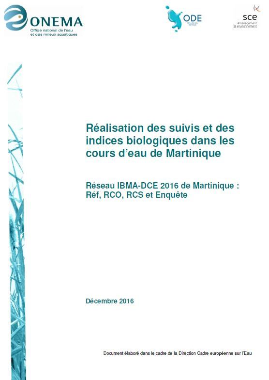 Rapport 2016 de la réalisation des suivis et des indices biologiques dans les cours d’eau de Martinique